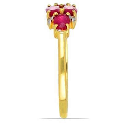 BUY 14K  GOLD NATURAL GLASS FILLED RUBY MULTI GEMSTONE RING